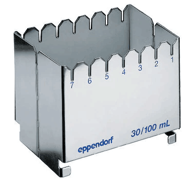 德國艾本德（Eppendorf）ReservoirRack,用于存放10mL、30mL和100mL試劑槽。最多可以放置7個試劑槽模塊或試劑槽